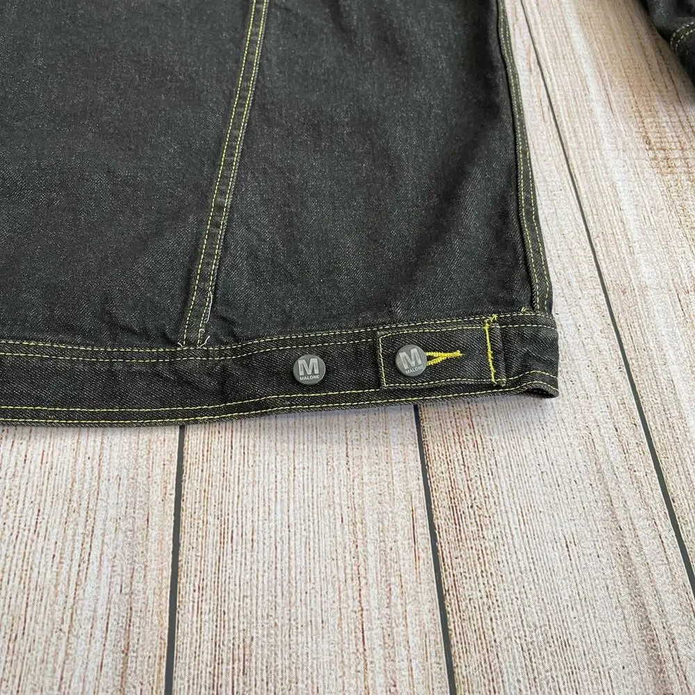 Vintage MoJeans Maurice Malone 6XL Denim Jacket Black Yellow Stitch 90s Hip Hop